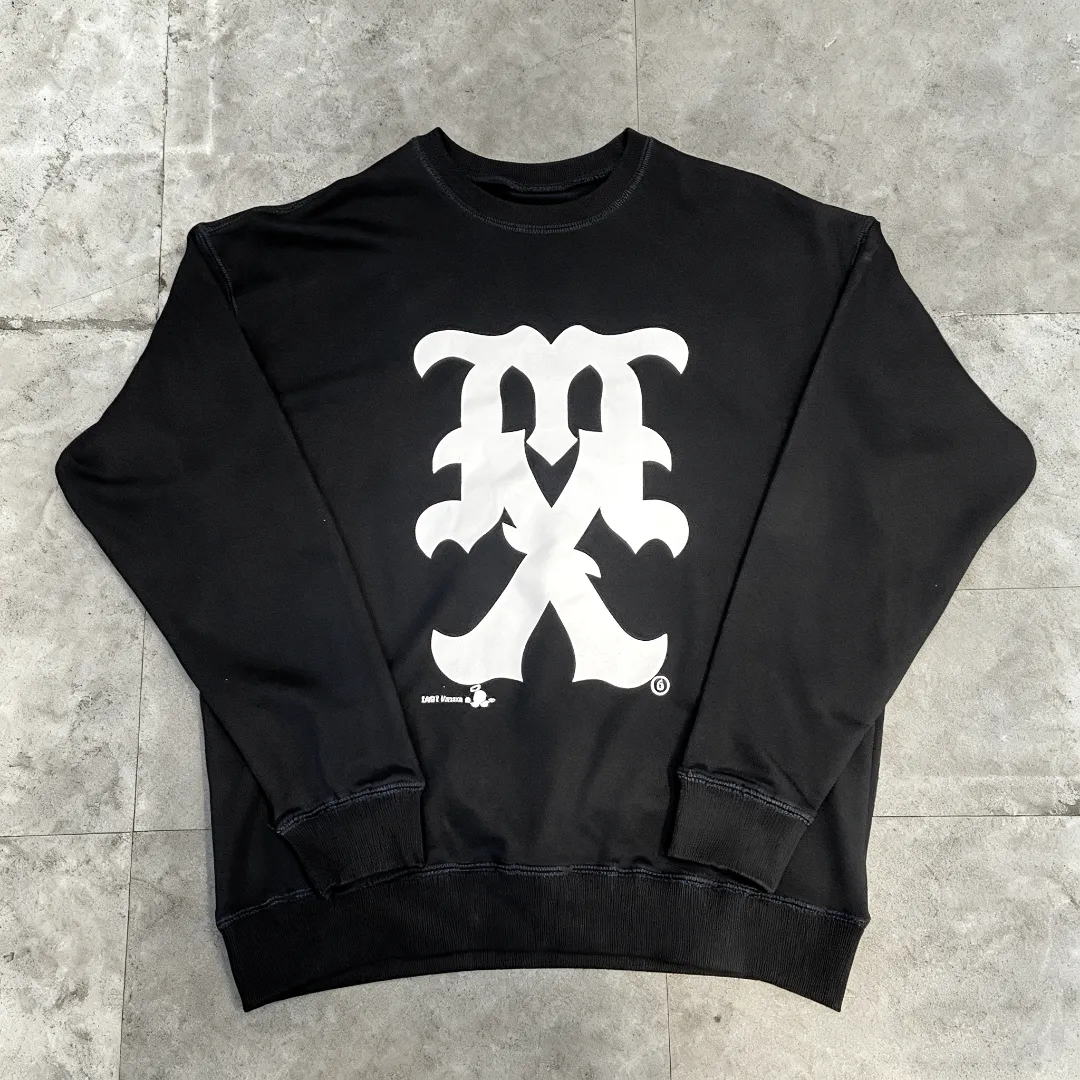 SAINT MICHAEL 25FO CREW SWEAT MX American retro velvet loose round neck sweatshirt Fabric: 420g Style number: SM610 Size: S-M-L-XL Color: black-blue Price: P190